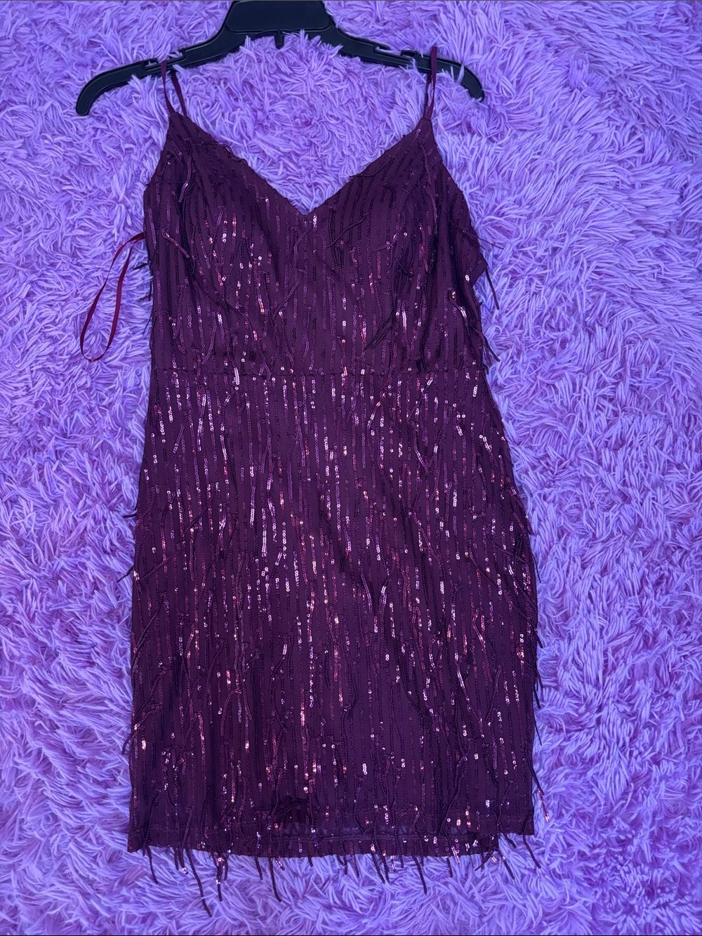 City Studio Burgundy Sequin Slip Dress